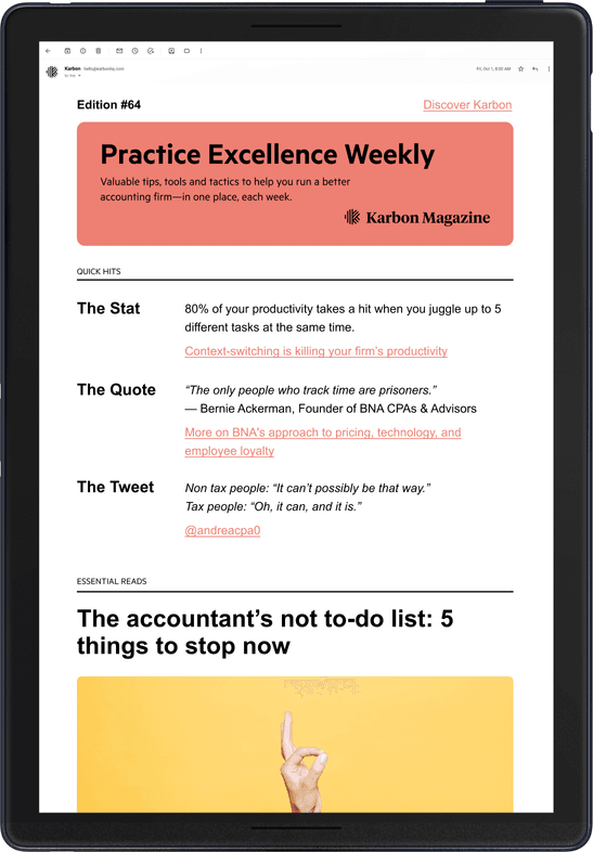 A Device with an issue of practice excellence weekly onscreen