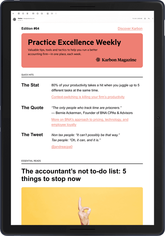 A Device with an issue of practice excellence weekly onscreen