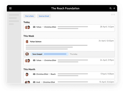 A user interface depicting internal communication via comments.