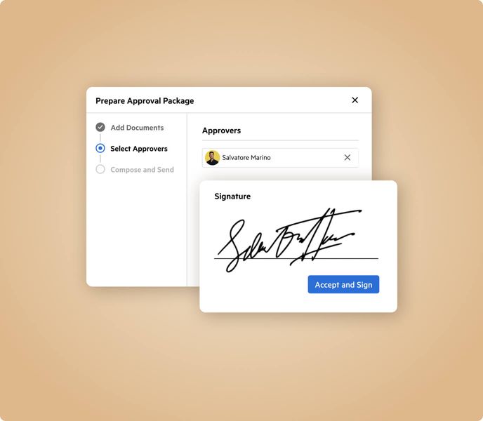 Interface utilisateur du processus de signature d'un document dans Karbon pour les clients.