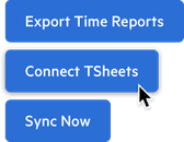 Options to export time, Connect T-Sheets and sync plugins