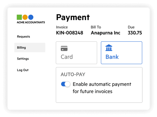 Une interface de paiement de factures dans Karbon.