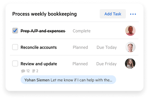 Image of a user interface for a collaborative task checklist.