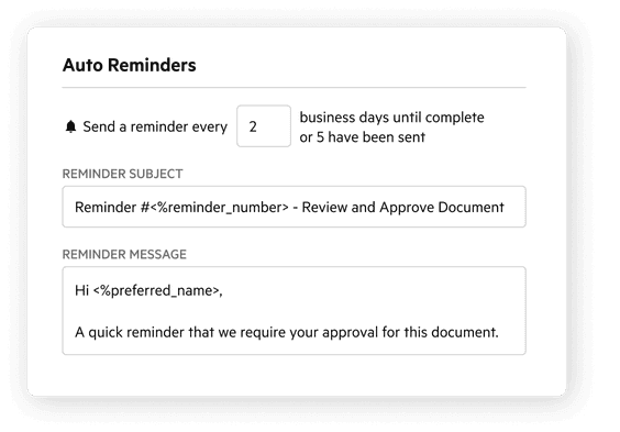 A view of the Karbon auto-reminders dialog box, showing a reminder with a custom email template set to send every two business days