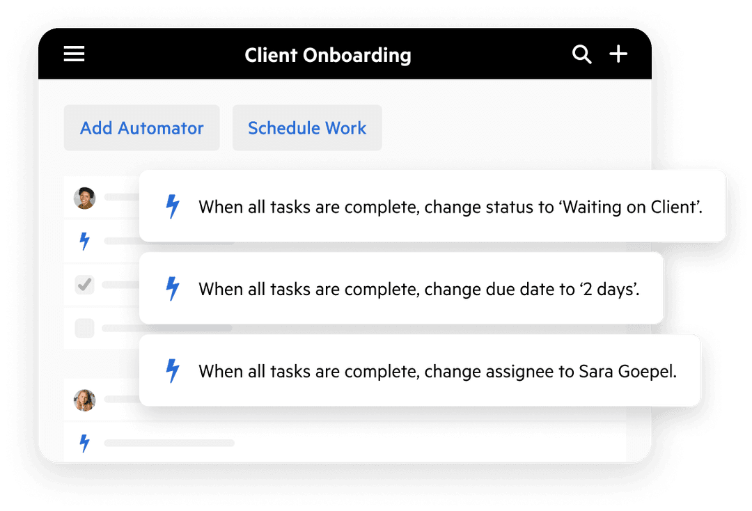 Image detailing a task automation interface.