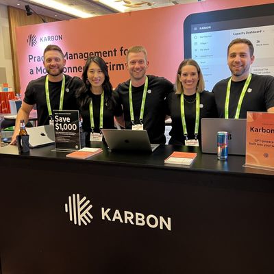 A photo of Karbon team members at a conference.