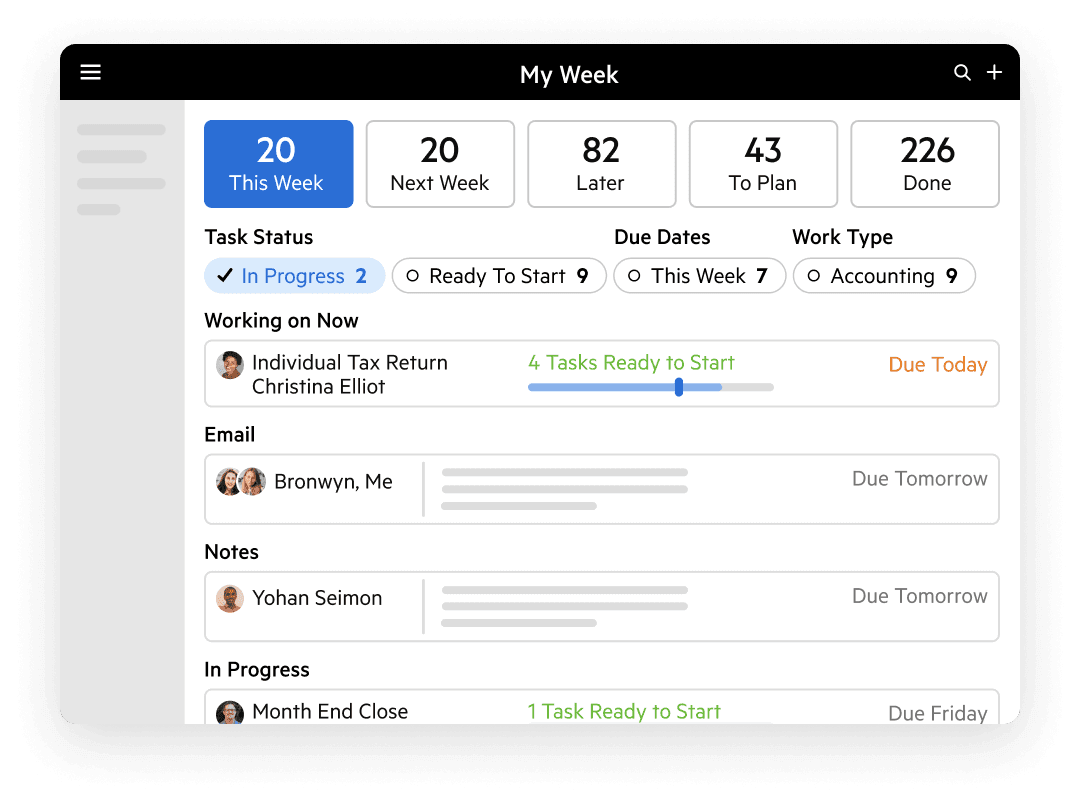 Image of a UI detail showing a week overview dashboard.