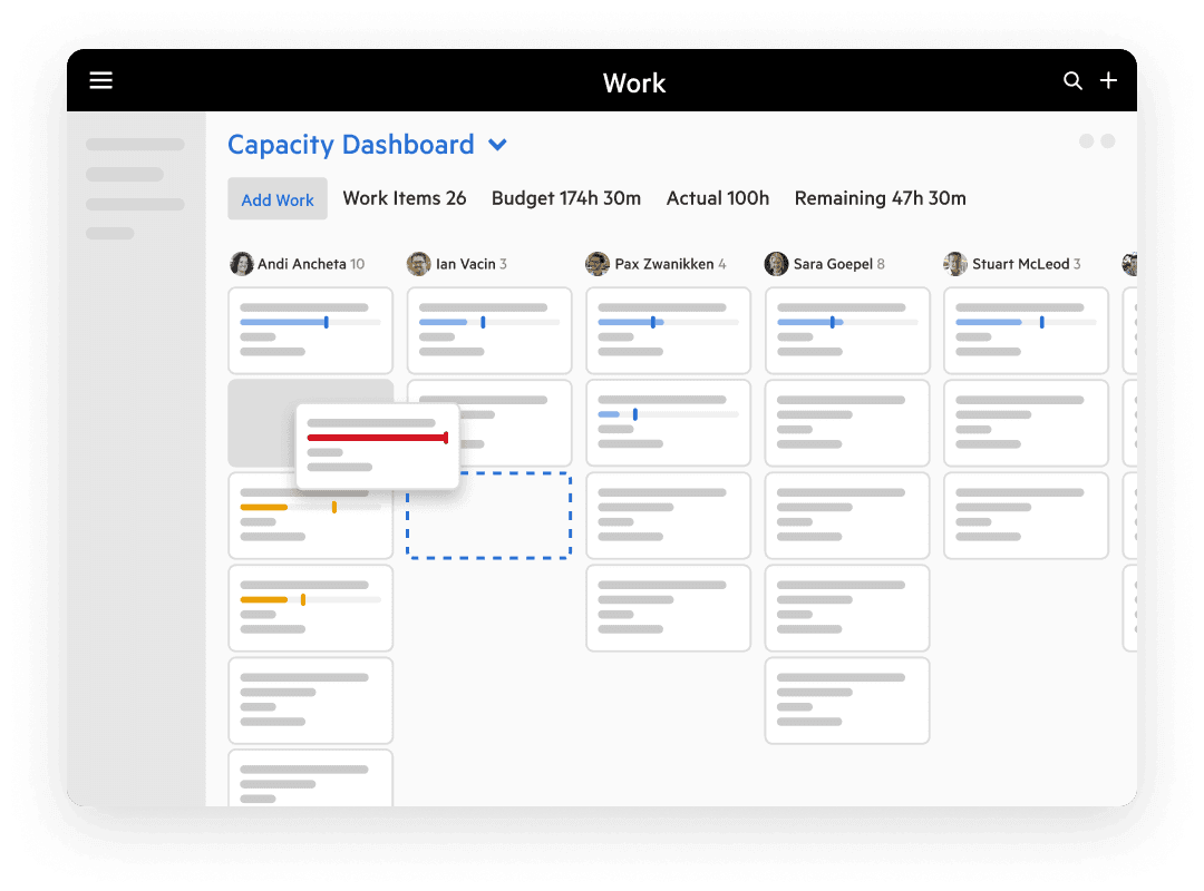 Image depicting a user interface to divide work via a kanban board.