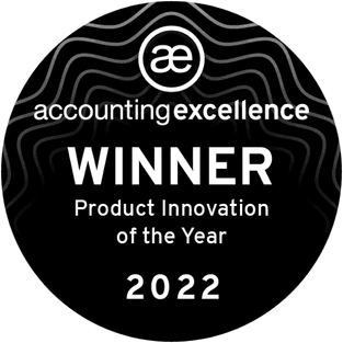 Badge showing Karbon's Product Innovation of the Year 2022 award from Accounting Excellence